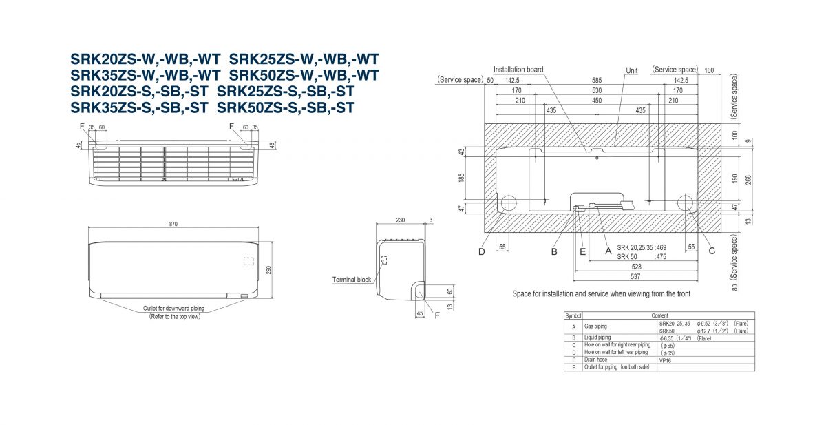 Mitsubishi Heavy Industries Single Split Set SRK25ZS-W 2,5 kW. Wit, incl. Infrarood bediening. - Afbeelding 2